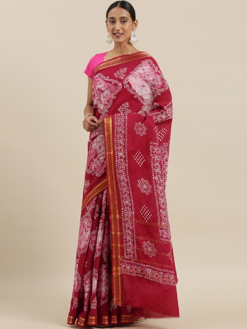 

The Chennai Silks Classicate Maroon & White Pure Cotton Printed Sungudi Saree