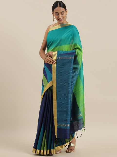 

The Chennai Silks Classicate Navy Blue Pure Silk Solid Kanjeevaram Saree