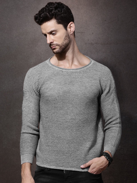 

RDSTR Men Grey Solid Sweater