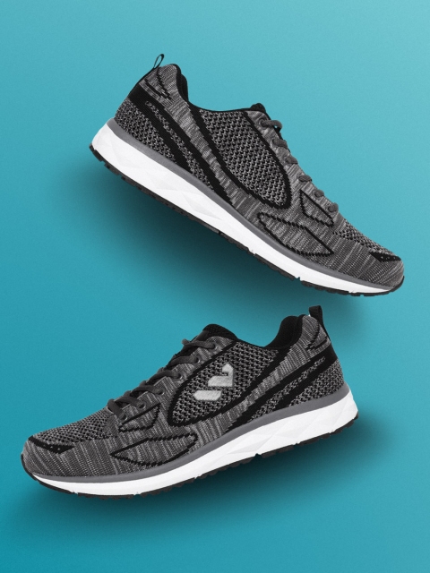 

Woodland Men Charcoal Grey & Black Woven Design Sports Shoes