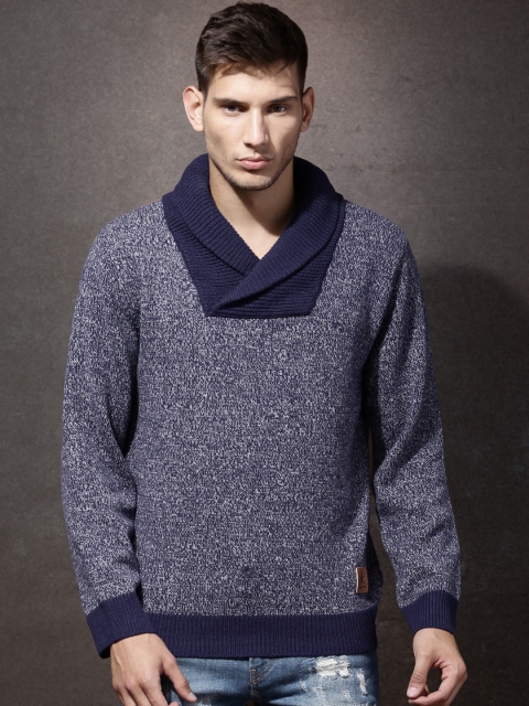 

Roadster Men Blue Solid Sweater