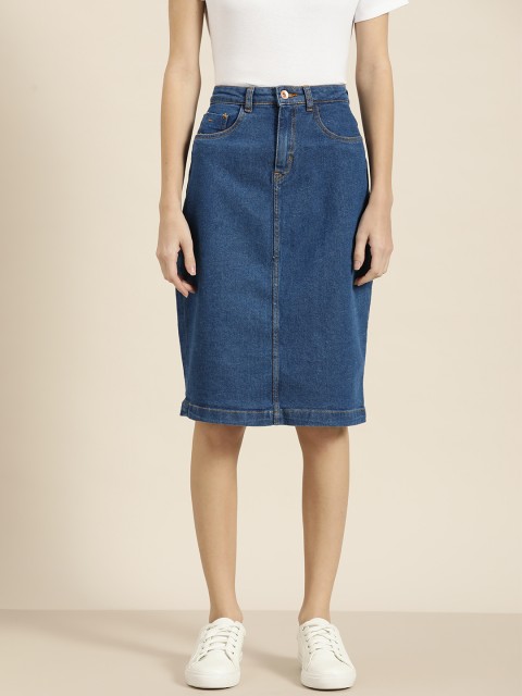 

ether Blue Denim Straight Skirt