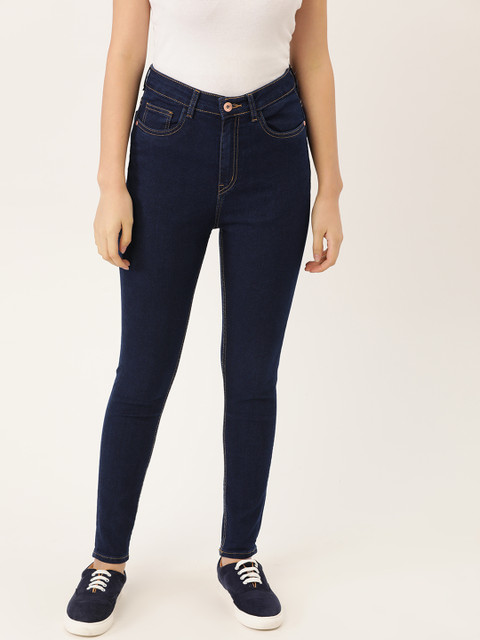 

ether Women Navy Blue Super Skinny Fit High-Rise Stretchable Jeans