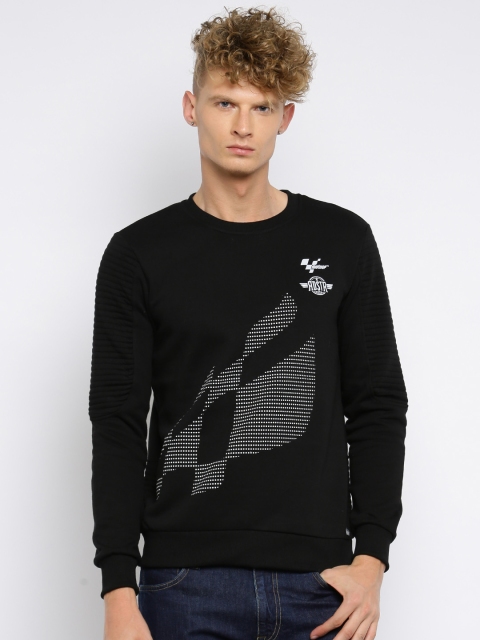 

Roadster Men Black Printed Pullover Sweatshirt