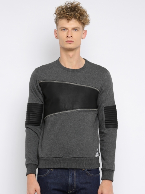 

Roadster Men Charcoal Solid Pullover Sweatshirt