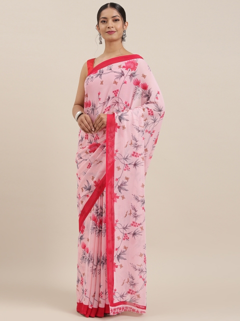 

KALINI Pink Printed Poly Georgette Saree