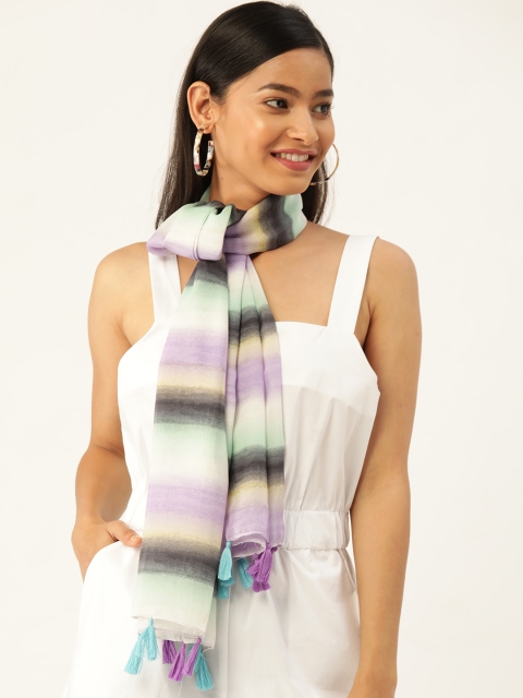 

Trend Arrest Women Lavender & Charcoal Grey Striped Scarf