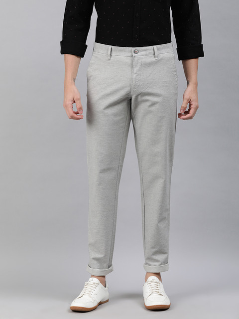 

Louis Philippe Sport Men Grey Slim Fit Self Design Regular Trousers