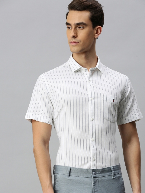 

Louis Philippe Sport Men White & Navy Blue Slim Fit Striped Casual Shirt