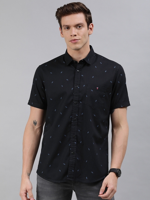 

Louis Philippe Jeans Men Black Slim Fit Printed Casual Shirt