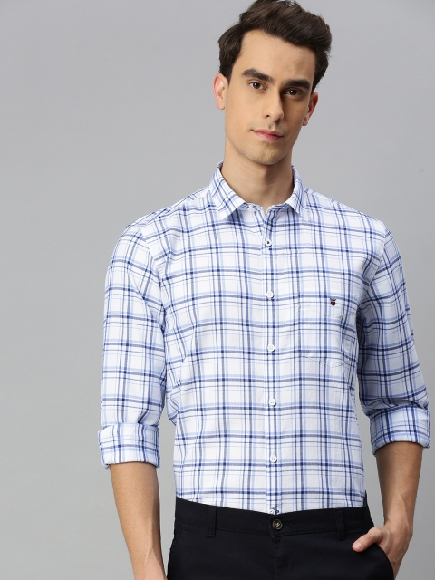 

Louis Philippe Sport Men White & Navy Blue Super Slim Fit Checked Casual Shirt