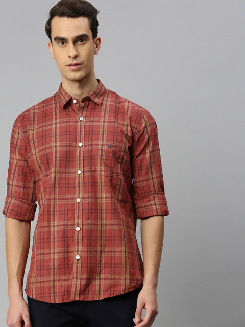 

Louis Philippe Sport Men Brown & Beige Slim Fit Checked Casual Shirt