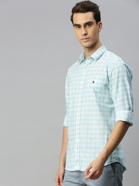 

Louis Philippe Sport Men Blue Super Slim Fit Checked Pure Cotton Casual Shirt