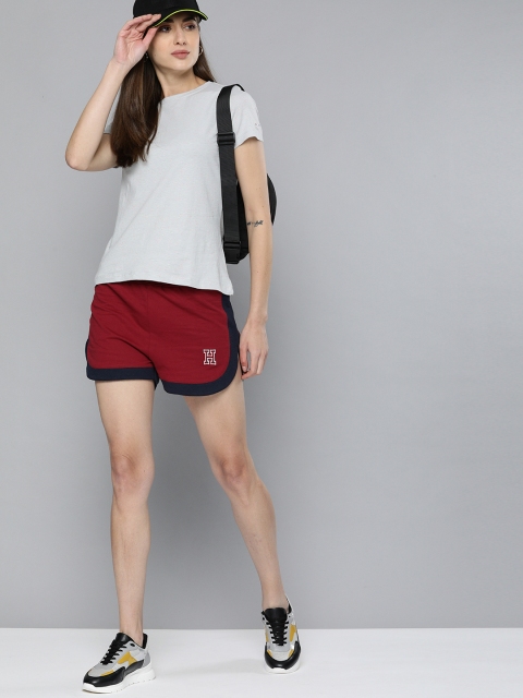 

Harvard Women Maroon Solid Mid-Rise Sports Shorts