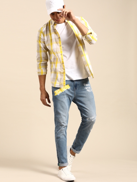 

United Colors of Benetton Men Blue Low Crotch Fit Low-Rise Stretchable Printed Jeans