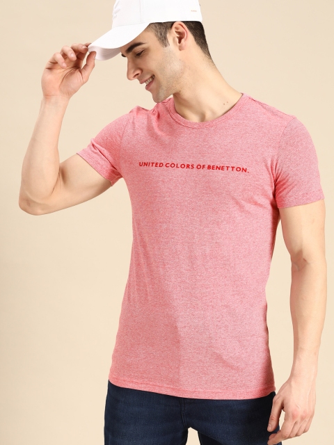 

United Colors of Benetton Men Red Striped Round Neck T-shirt