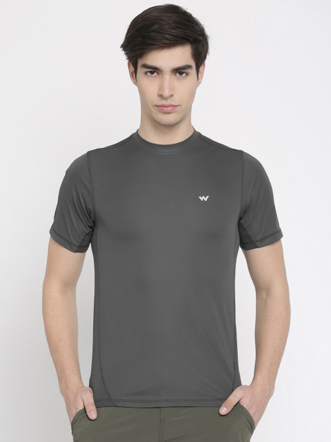

Wildcraft Men Charcoal Grey Solid Round Neck Active Crew T-shirt