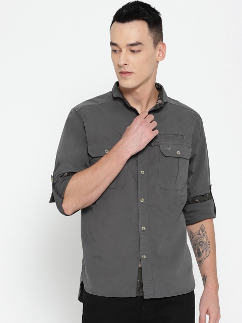 

Wildcraft Men Charcoal Grey Regular Fit Solid Casual Shirt