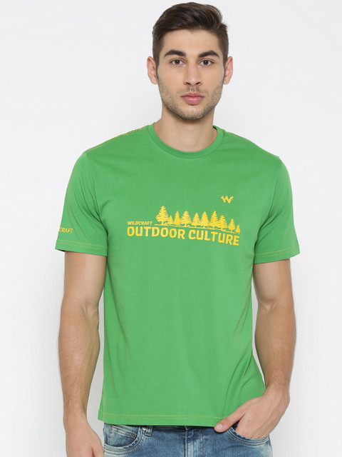 

Wildcraft Men Green Printed Round Neck Outdoor Tree Crew T-shirt