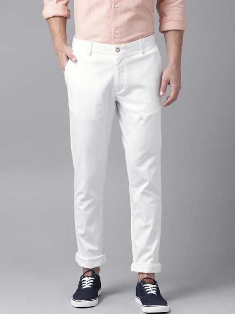 

Blackberrys Men White Sharp Tapered Fit Self-Design Casual Trousers