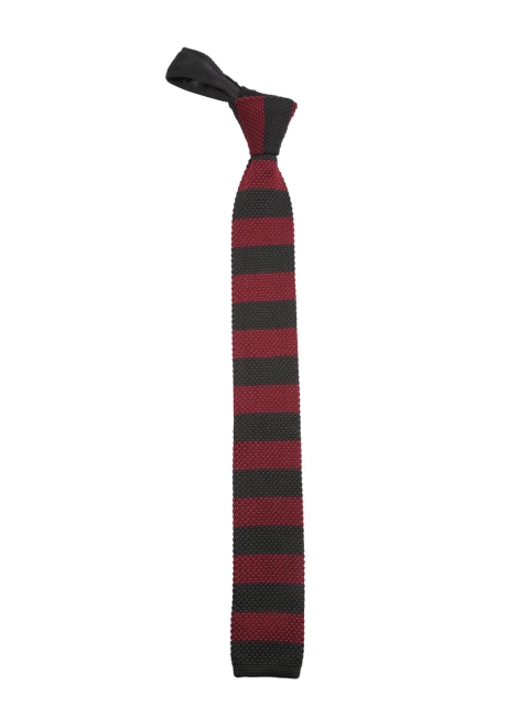 

Tossido Black & Maroon Knitted Striped Tie