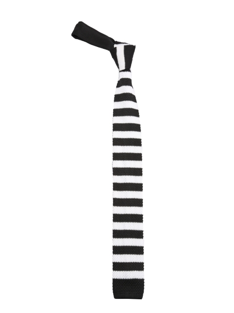 

Tossido Black & White Knitted Striped Tie