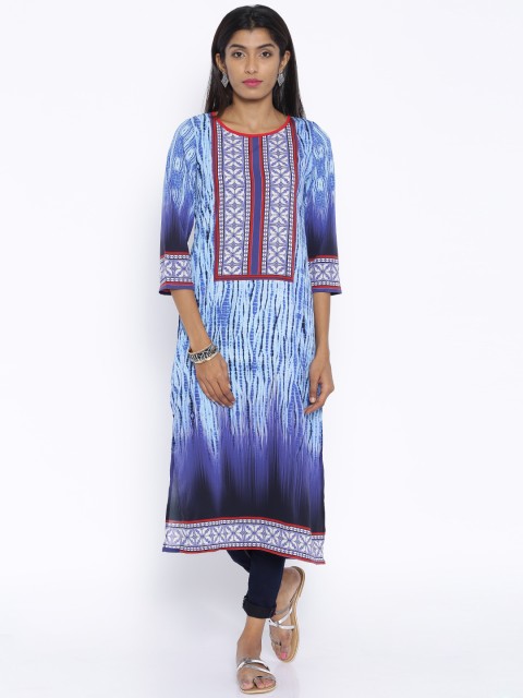 

Fusion Beats Blue Polyester Printed Kurta
