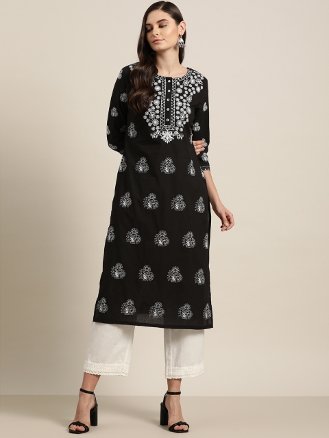 

Moda Rapido Women Black & White Embroidered Kurta with Palazzos