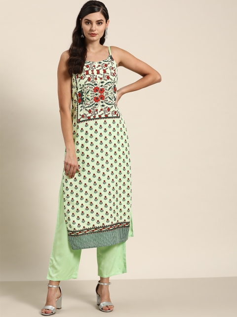 

Moda Rapido Women Green & Red Printed Kurta with Palazzos