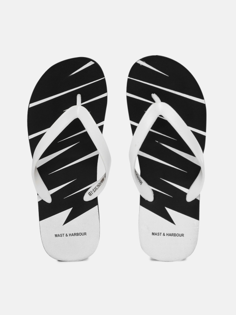 

Mast & Harbour Men White & Black Striped Thong Flip-Flops