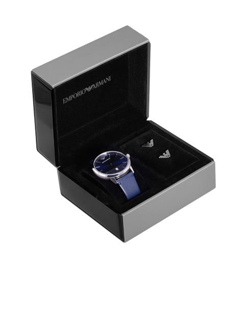 

Emporio Armani Men Blue Analogue Watch with Cufflinks