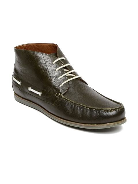 

Louis Philippe Men Olive Green Leather Boots