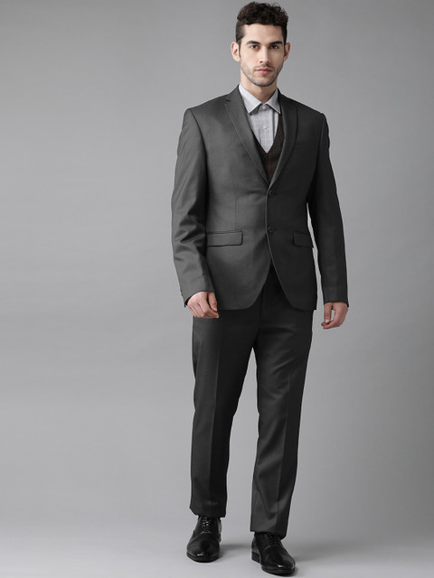 

Blackberrys Men Charcoal Grey Solid Slim Fit Single-Breasted 3-Piece Suit