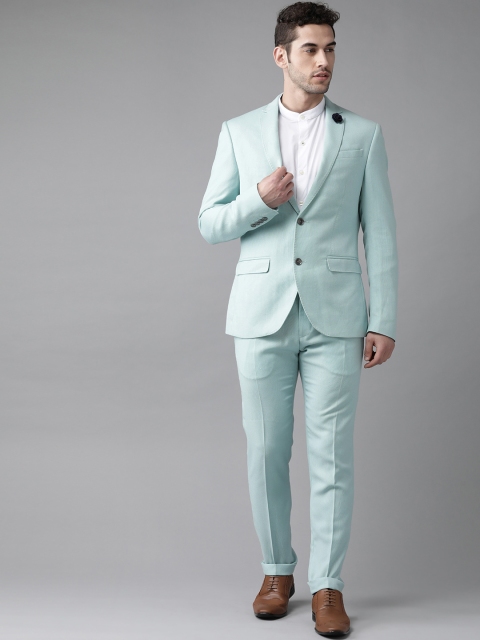 

Blackberrys Men Turquoise Blue Self Design Phoenix Fit Single-Breasted Formal Suit