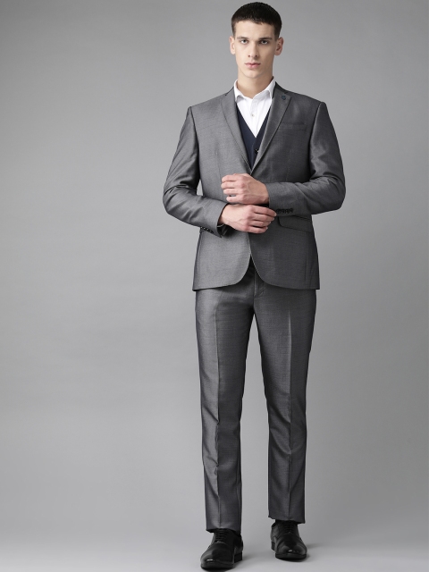 

Blackberrys Men Charcoal Grey Solid Slim Fit Single-Breasted Formal Suit