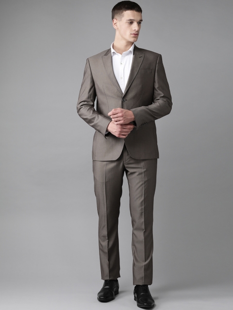 

Blackberrys Men Brown Self Design Slim Fit Single-Breasted 2-Piece Formal Suit