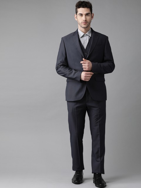 

Blackberrys Men Navy Blue Solid Slim Fit Single-Breasted 3-Piece Suit