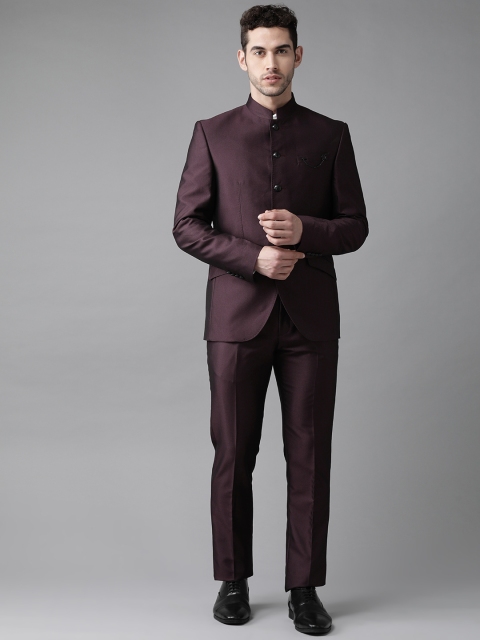 

Blackberrys Men Burgundy Slim Fit Single-Breasted Bandhgala Suit