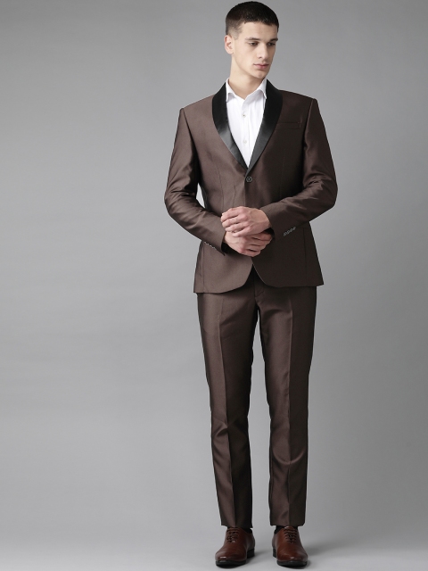 

Blackberrys Men Coffee Brown Solid Slim Fit 2-Piece Tuxedo Party Suit
