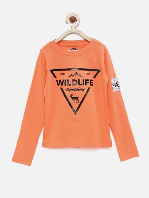 

YK Boys Orange T-shirt with Applique Detail