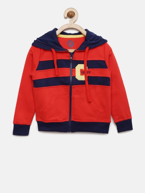 

YK Boys Red Solid Hooded Sweatshirt