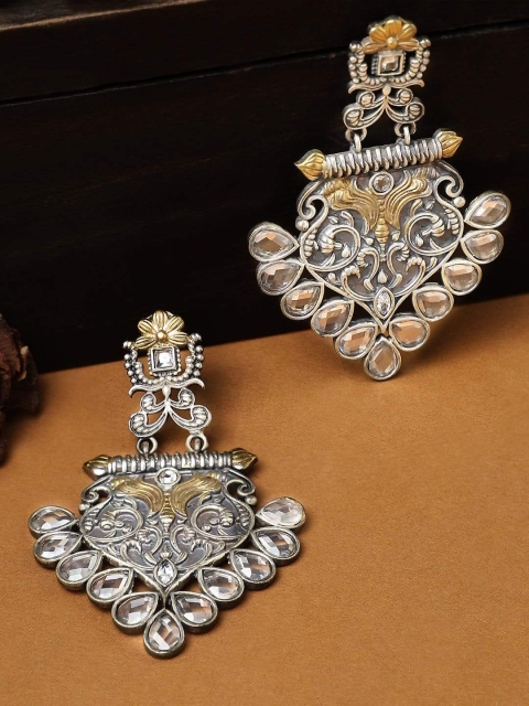 

Rubans Silver-Plated Contemporary Drop Earrings
