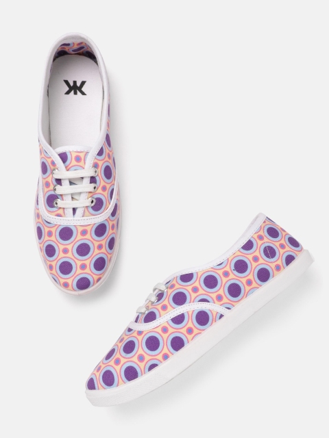 

Kook N Keech Women Purple & Yellow Geometric Print Sneakers