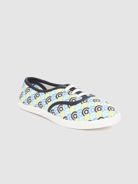 

Kook N Keech Women White & Blue Printed Sneakers
