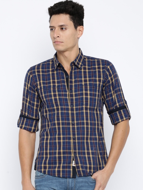 

Roadster Men Navy Blue Checked Casual Shirt