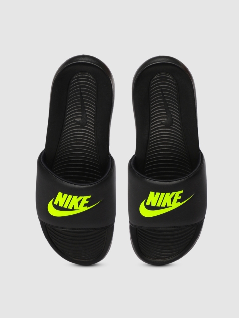 

Nike Men Black & Fluorescent Green VICTORI ONE Printed Sliders