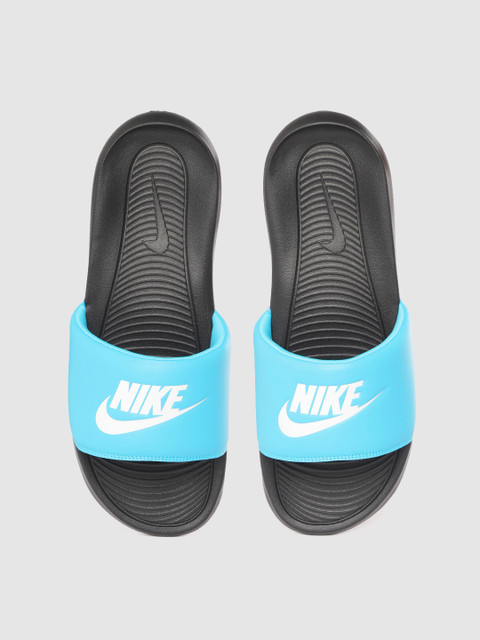 

Nike Men Blue & White Victori One Brand Logo Printed Sliders