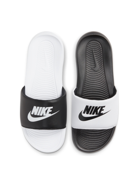 

Nike Men White & Black Victori One Mix Brand Logo Print Sliders