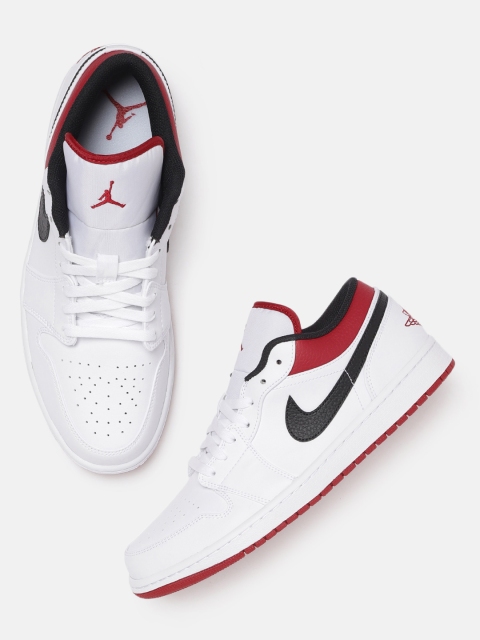 

Nike Men White AIR JORDAN 1 LOW Leather Basketball Shoes