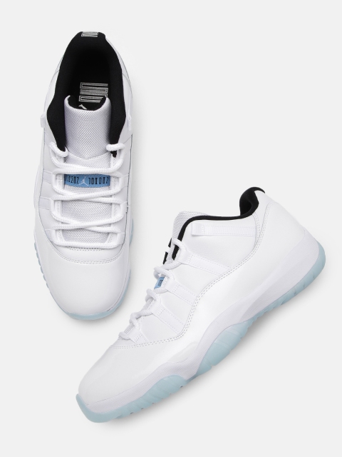 

Nike Men White AIR JORDAN 11 RETRO LOW Leather Basketball Shoes